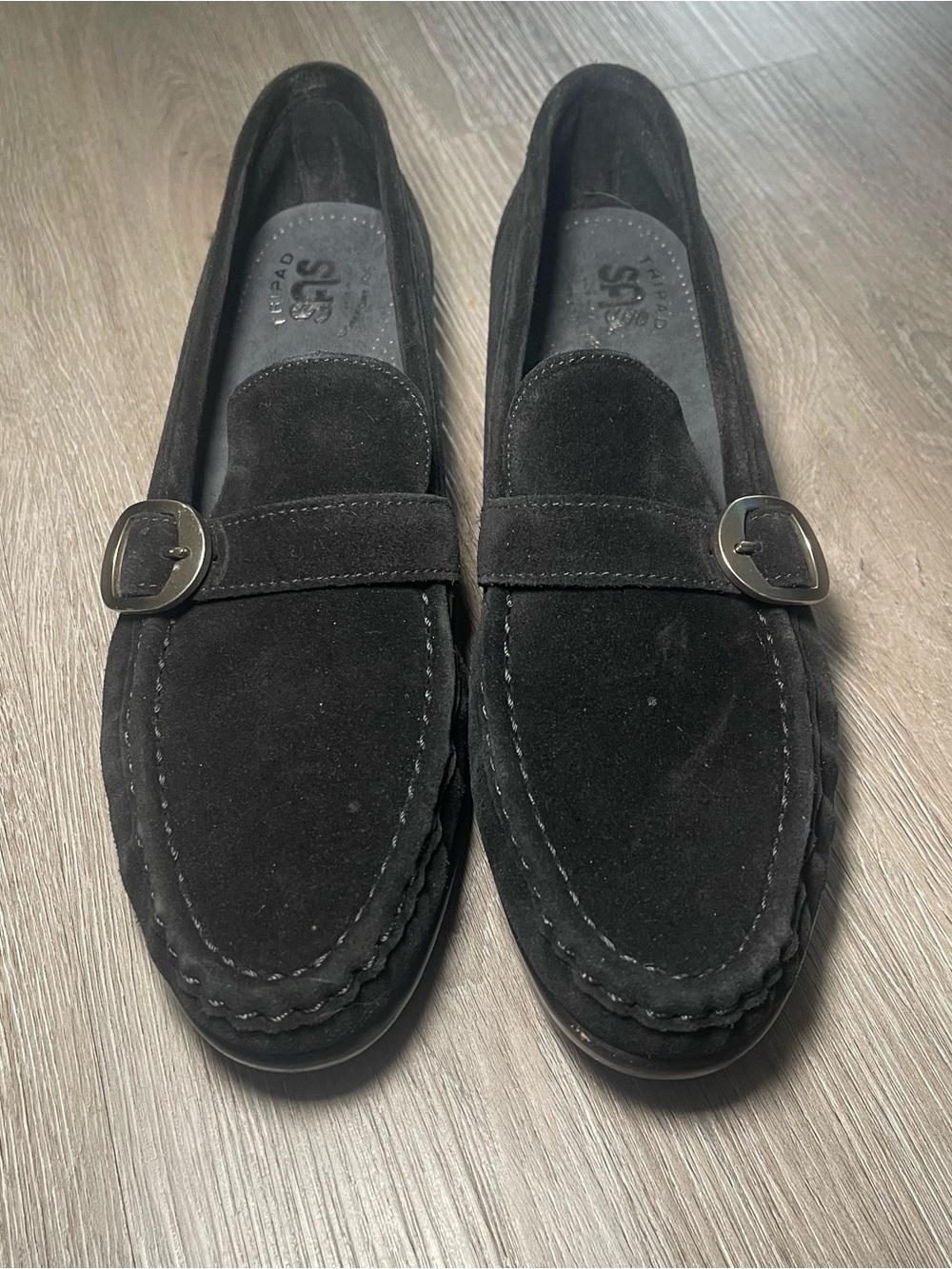SAS Women's Lara Loafer Black Suede 10 narrow Slim Comfort Slip On Shoes Flats